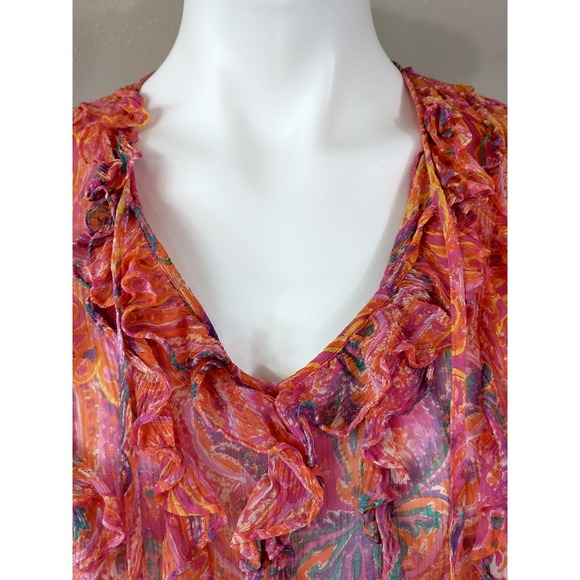 Lauren Ralph Lauren Tops - Lauren Ralph Lauren Silk Paisley Ruffle V Neck Tie Blouse Top S / P